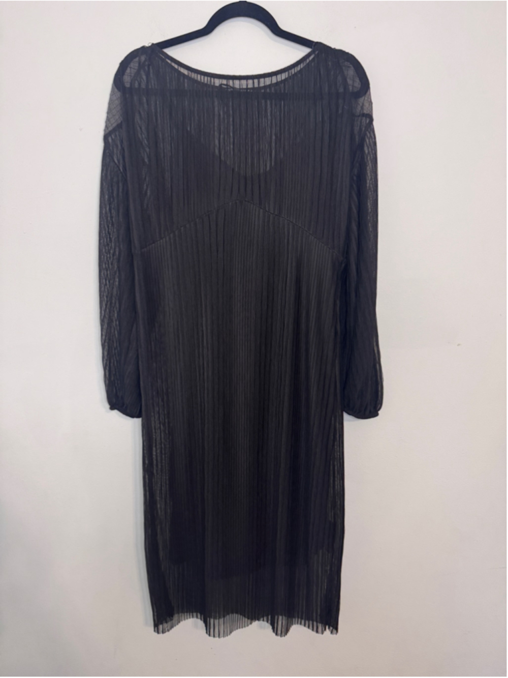 Women's Zara Black Long Sleeve Pleated Dress Size S